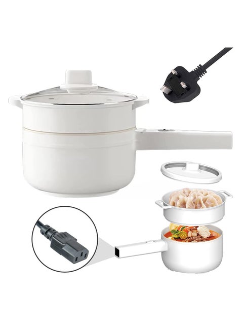 2L Electric Hot Pot with Steamer & Temperature Control, Non-Stick Electric Cooker Shabu Shabu, Electric Skillet, Frying Pan, Electric Saucepan, for Noodles, Egg, Steak, Oatmeal and Soup