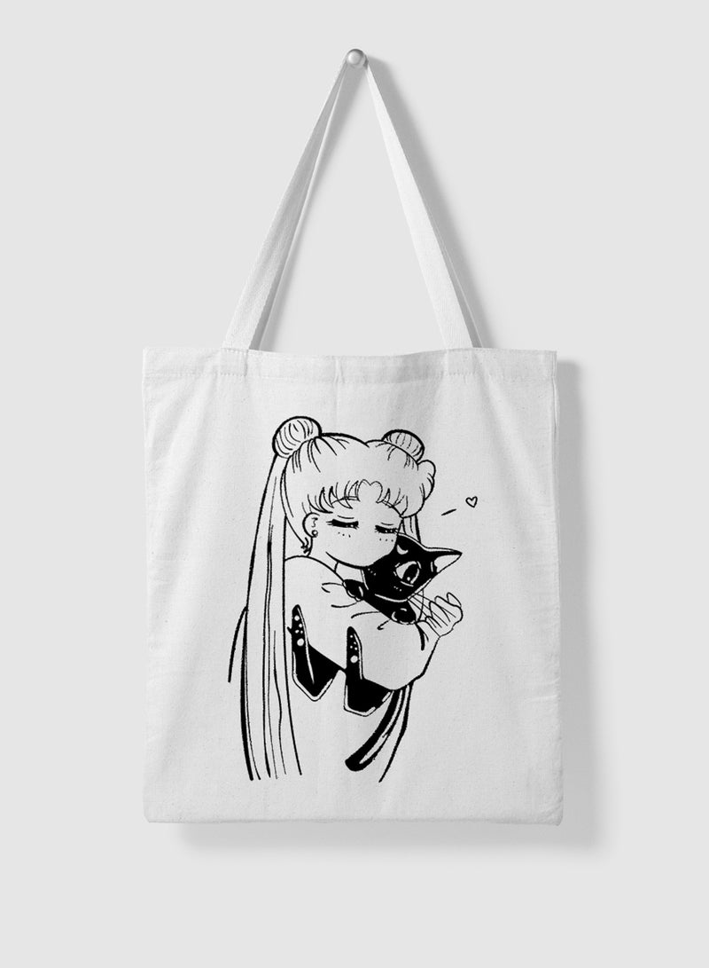 LOWHA Polyester Tote Bag with Shoulder Straps and Sailor Moon Anime Pattern  - Image 4
