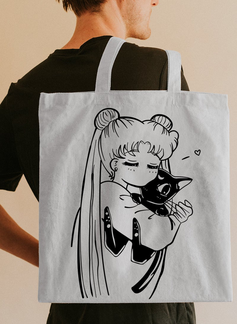 LOWHA Polyester Tote Bag with Shoulder Straps and Sailor Moon Anime Pattern  - Image 2