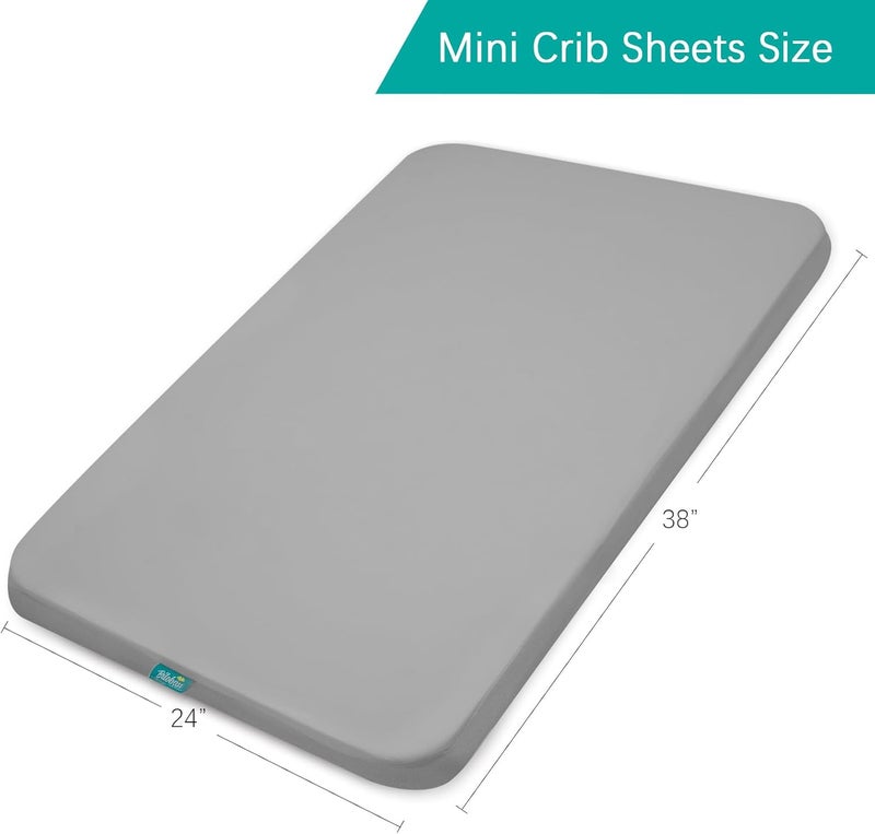 Biloban Waterproof Pack n Play Fitted Sheets 2 Pack,100% Waterproof Mini Crib Mattress Cover Protector 38" X 26" Fits for Baby Playpen/Playard Mattress, Portable Crib, Grey & Navy - Image 5