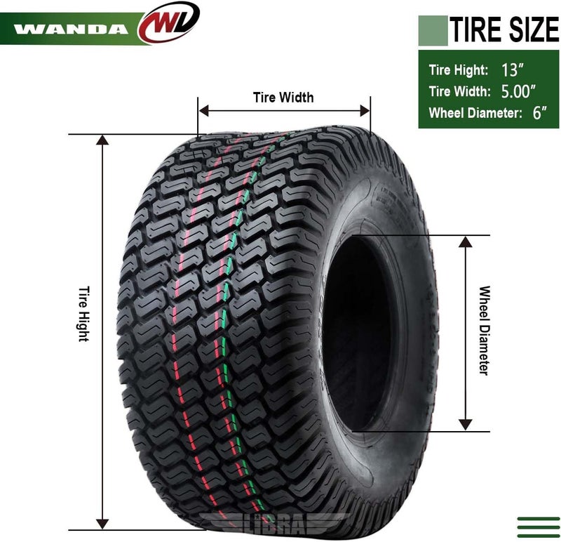 WANDA Set of 2 13x5.00-6 Lawn Mower Utility Cart Turf Tires 13x5x6 /4 ply - Image 4