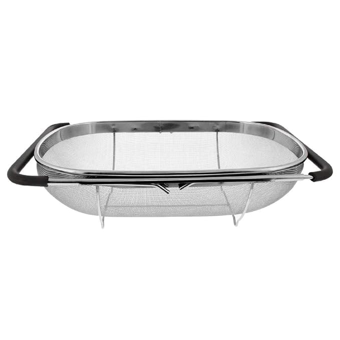 Scaroal Stainless Steel Oval Strainer Basket Colander Over The Sink Colander Fine Mesh Expandable Colander for Kitchen Sink Vegetables Strain Drain Rinse Fruits - Image 1