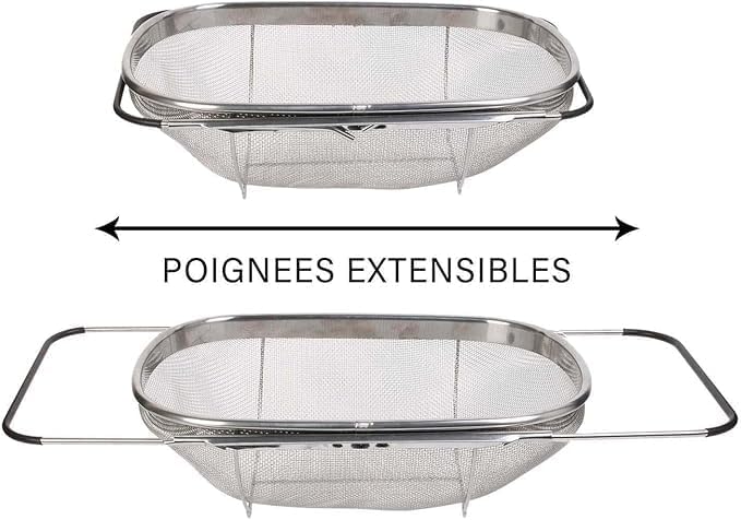 Scaroal Stainless Steel Oval Strainer Basket Colander Over The Sink Colander Fine Mesh Expandable Colander for Kitchen Sink Vegetables Strain Drain Rinse Fruits - Image 5