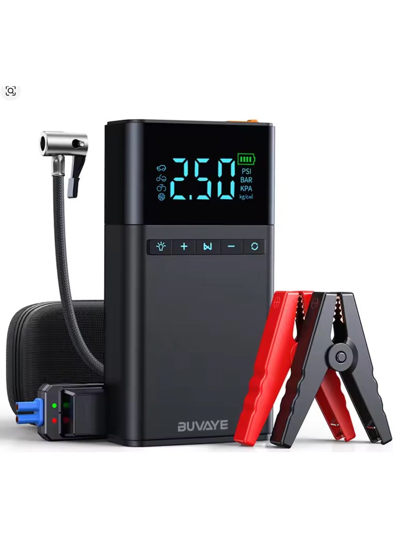 Generic 1500A Car Jump Starter 150PSI Air Compressor 12000mAh Power Bank Portable Battery Booster Tire Inflator LED Light EVA Bag  - Image 1