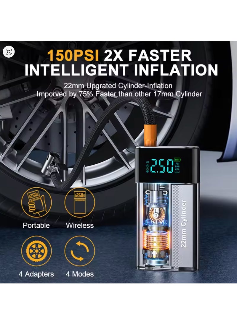 Generic 1500A Car Jump Starter 150PSI Air Compressor 12000mAh Power Bank Portable Battery Booster Tire Inflator LED Light EVA Bag  - Image 3