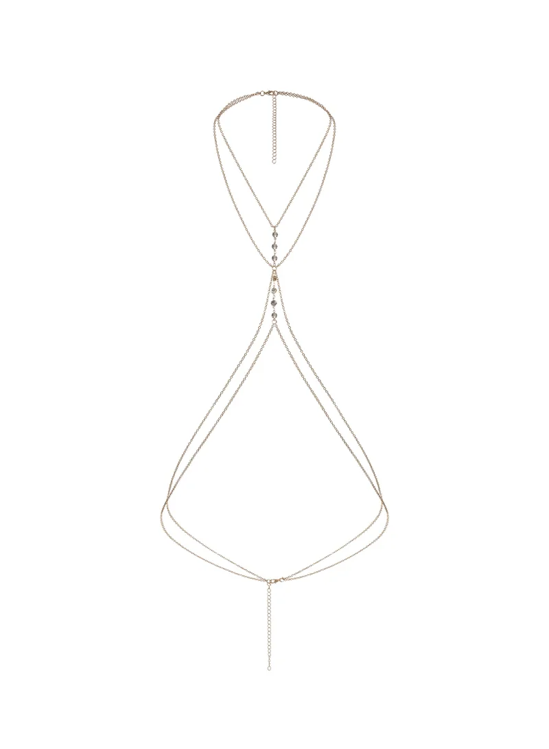 Bella Barnett Print Double Decker Diamond Body Chain