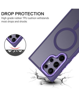 for Samsung S24 Ultra Case, Compatible with MagSafe, Magnetic Translucent Matte Back Shockproof Cover with Strong Magnet, Slim Thin Full Protection Phone Case for Galaxy S24 Ultra 5G (Purple) - view 4