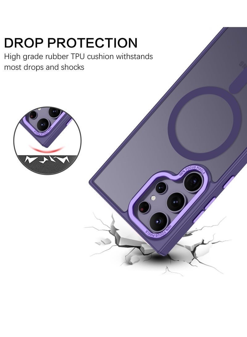 مستقبل نوفا جراب لموبايل سامسونج S24 الترا من ايليجو، متوافق مع ماج سيف، غطاء خلفي مغناطيسي شفاف غير لامع مضاد للصدمات مغناطيس قوي، موبايل رفيع ورفيع لحماية كاملة لهاتف جالاكسي 5G (ارجواني) - Image 4