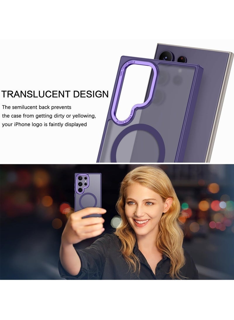 مستقبل نوفا جراب لموبايل سامسونج S24 الترا من ايليجو، متوافق مع ماج سيف، غطاء خلفي مغناطيسي شفاف غير لامع مضاد للصدمات مغناطيس قوي، موبايل رفيع ورفيع لحماية كاملة لهاتف جالاكسي 5G (ارجواني) - Image 2