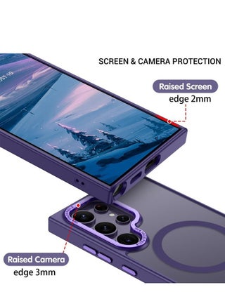 for Samsung S24 Ultra Case, Compatible with MagSafe, Magnetic Translucent Matte Back Shockproof Cover with Strong Magnet, Slim Thin Full Protection Phone Case for Galaxy S24 Ultra 5G (Purple) - view 5