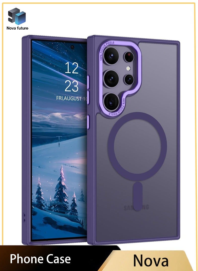 مستقبل نوفا جراب لموبايل سامسونج S24 الترا من ايليجو، متوافق مع ماج سيف، غطاء خلفي مغناطيسي شفاف غير لامع مضاد للصدمات مغناطيس قوي، موبايل رفيع ورفيع لحماية كاملة لهاتف جالاكسي 5G (ارجواني) - Image 1