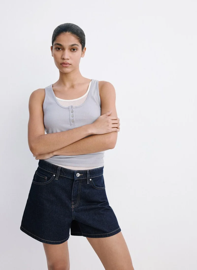 Mango Straight-Fit Denim Shorts