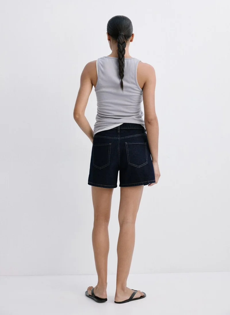 Mango Straight-Fit Denim Shorts