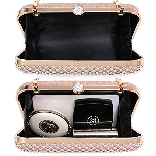 Dasein Womens Rhinestone Clutch Purse Sparkling Evening Bag with Crystal Clasp for Formal Prom Party Wedding (Pink) - Image 5