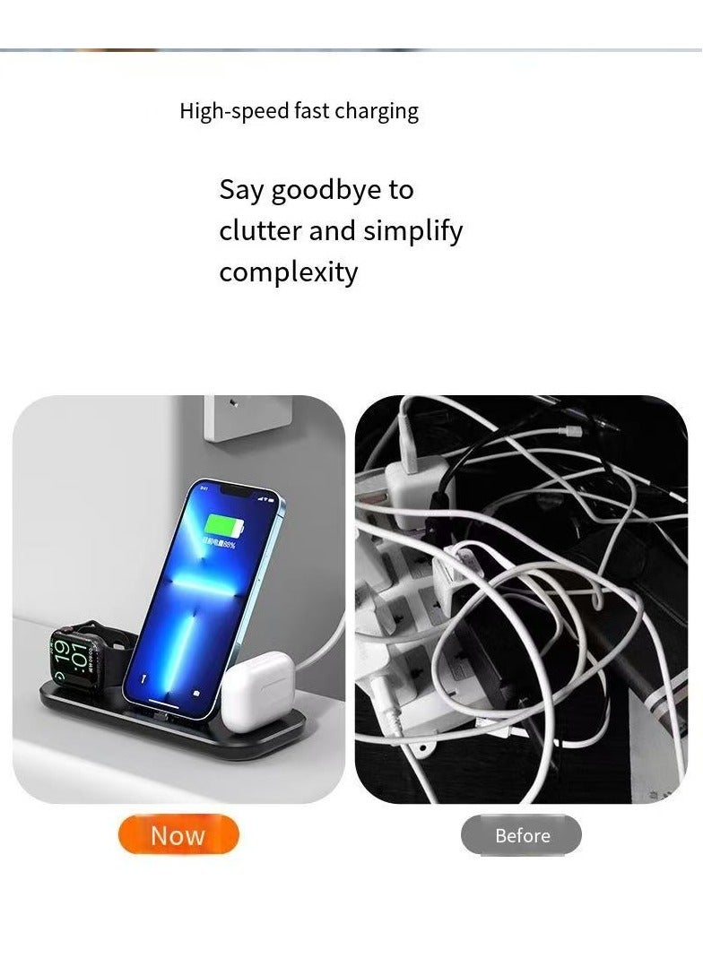 General Three in one wireless charger multifunctional charging base suitable for 6-13 series mobile phones, watches, headphones (black regular version)  - Image 5