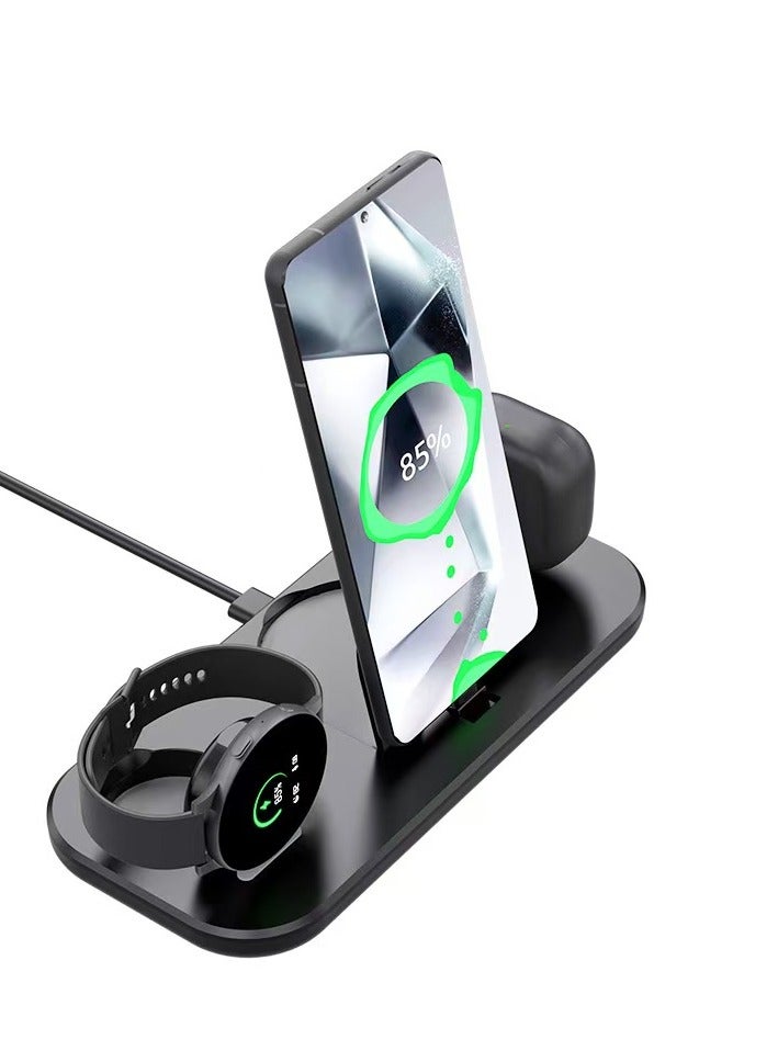 General Three in one wireless charger multifunctional charging base suitable for 6-13 series mobile phones, watches, headphones (black regular version)  - Image 1