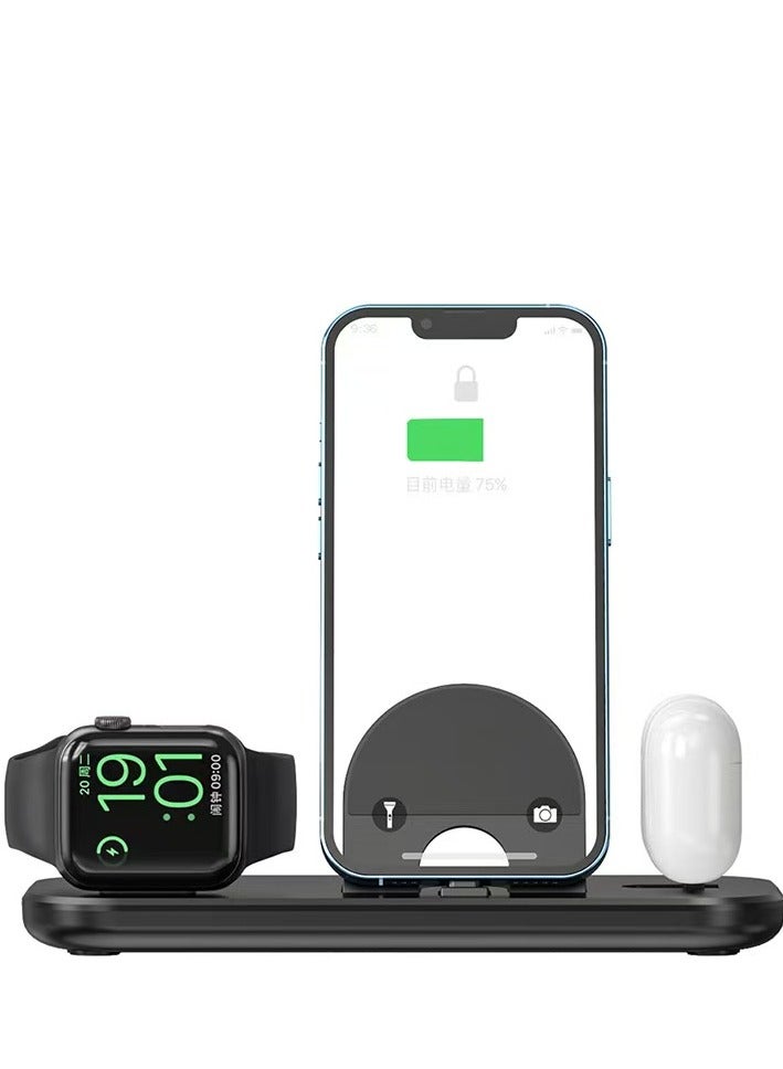 General Three in one wireless charger multifunctional charging base suitable for 6-13 series mobile phones, watches, headphones (black regular version)  - Image 2