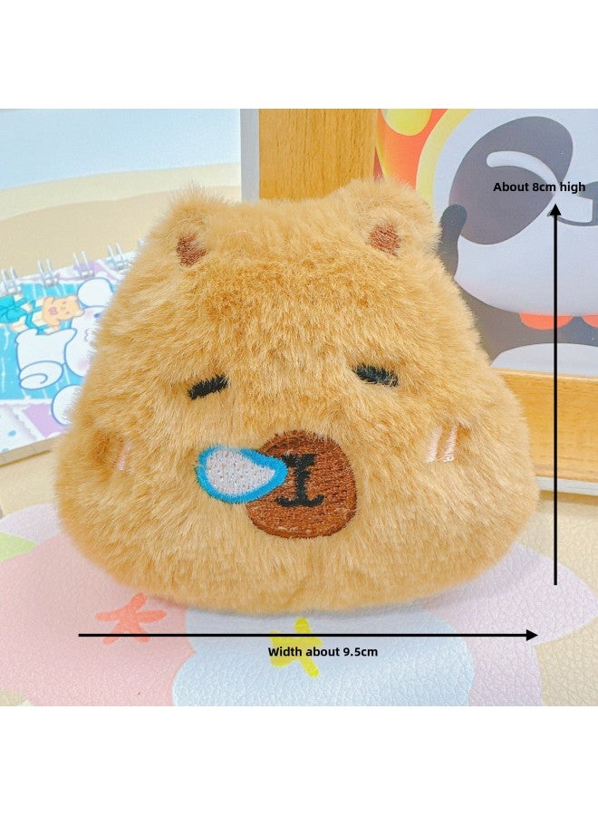 Loveable Cabibala Plush Doll Squeak Pendant Capybara Brooch Keychain Bag Hanging Ornaments Small Jewelry Batch-Specifications:Sunny Capybara-Color:Squeaky Bead Chain (silver Bead Chain)