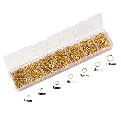 LANBEIDE 2296Pcs Jump Rings Gold Plated Jewelry Connectors Chain Links 3mm 4mm 5mm 6mm 7mm 8mm 10mm Box Set Open Jump Rings Gold for Necklace Repair - Image 2