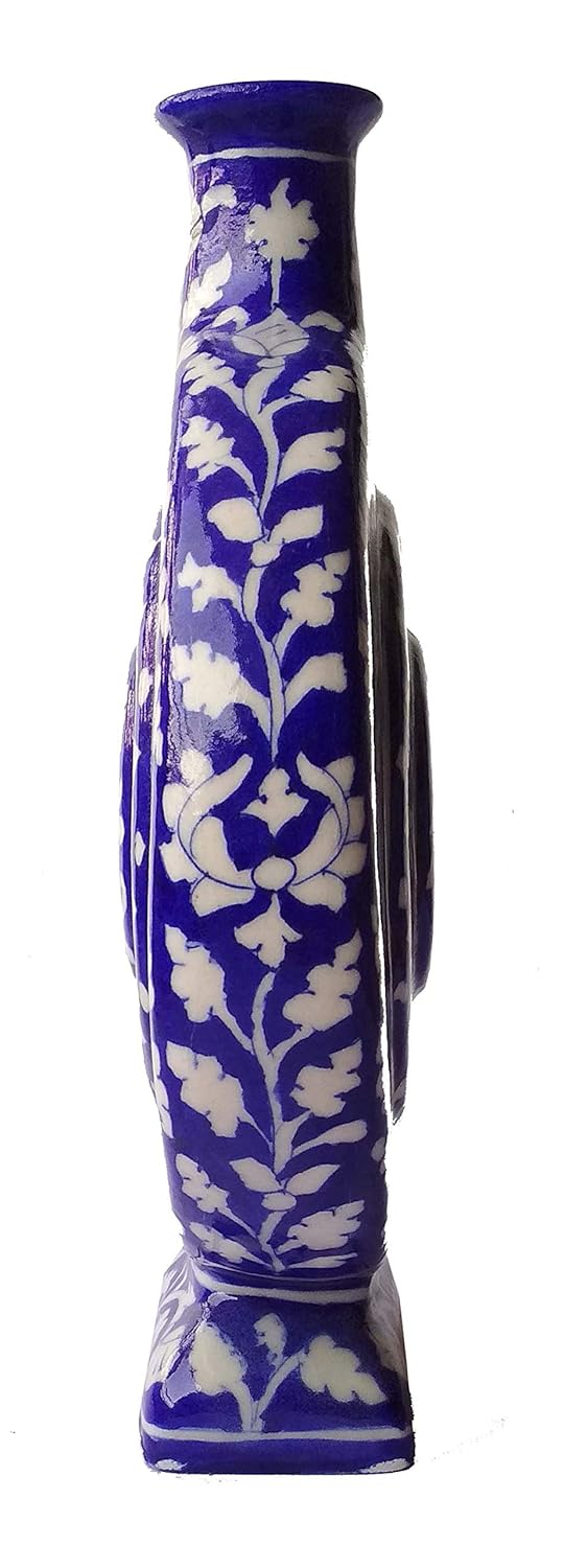 Shiv Kripa Blue Pottery Ceramic Flower Vase 98 INCH Blue - Image 3