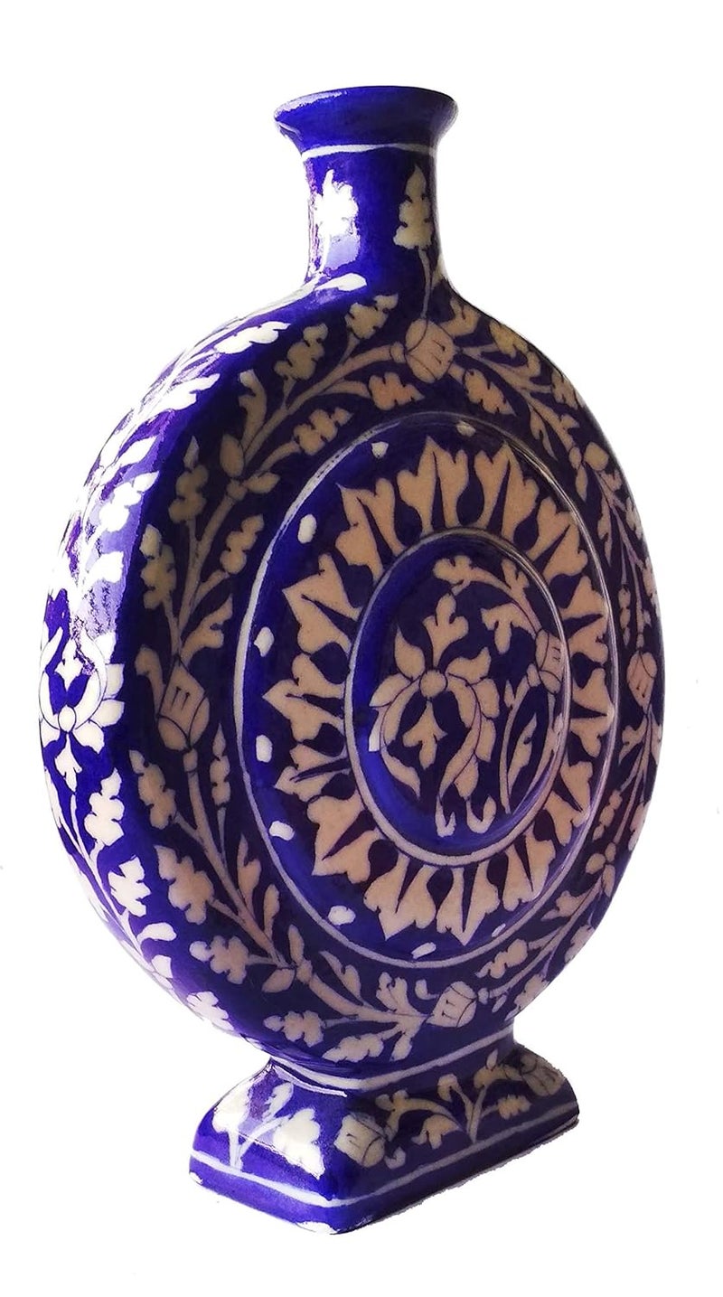 Shiv Kripa Blue Pottery Ceramic Flower Vase 98 INCH Blue - Image 2