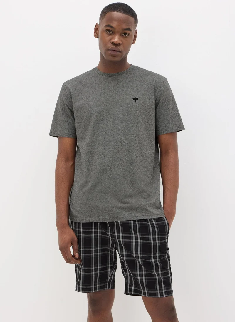 Matalan Charcoal Check Woven Pyjama Set
