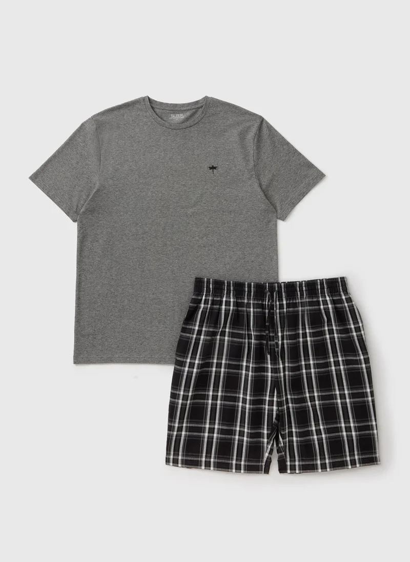 Matalan Charcoal Check Woven Pyjama Set