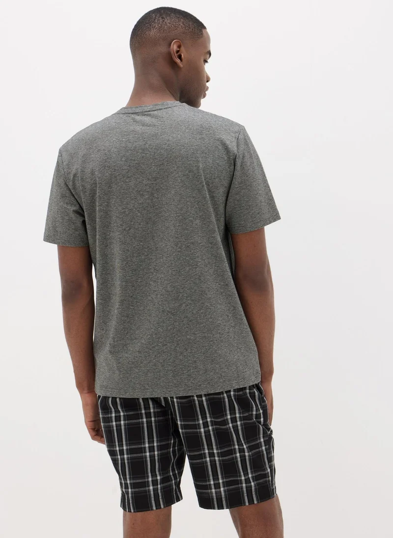 Matalan Charcoal Check Woven Pyjama Set