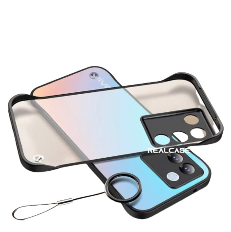 REALCASE Vivo V27 5G / V27 Pro 5G Back Cover Case | Stylish Frameless Matte Hard Skin | Soft TPU Shock Proof Bumper Back Cover Case for Vivo V27/V27 Pro 5G (Black) - Image 1