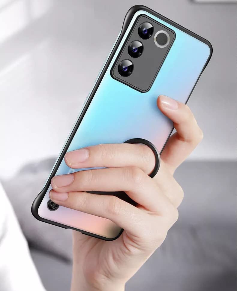 REALCASE Vivo V27 5G / V27 Pro 5G Back Cover Case | Stylish Frameless Matte Hard Skin | Soft TPU Shock Proof Bumper Back Cover Case for Vivo V27/V27 Pro 5G (Black) - Image 3