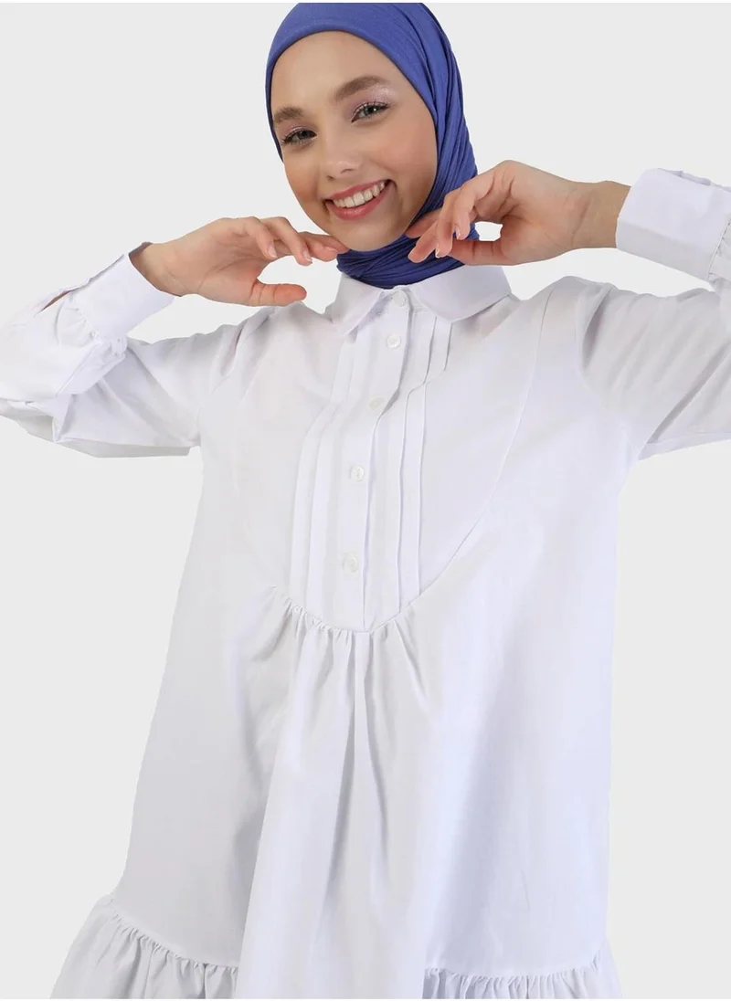 Benin by modanisa Ruffle And Rib Detail Tunic