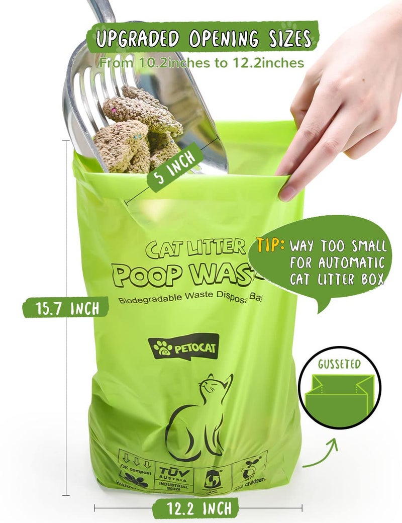 PETOCAT Cat Litter Bags for Poop Biodegradable Cat Waste Disposal Bag Leakproof Durable and Unscented Large to Fit Any Scoop Strengthen Dog Poop Bag- 100 Count - Image 2