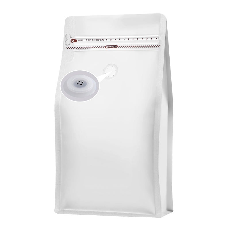 REMTAP Coffee Bags with Valve100pcs16oz White High Barrier Aluminumed Foil Flat Bottom Standing Coffee Beans Storage BagsReusable Heat Sealable Side Zipper Pouches for Home or Store