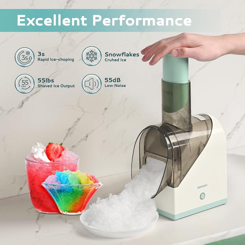 EUHOMY EUHOMY Shaved Ice Machine with Battery USB Rechargeable Crushed Ice in 3s 45 lbs in 40 Mins Dual Steel Blades EasytoClean Snow Cone Machine with Scraper for HomePartyOutdoor White  - Image 4