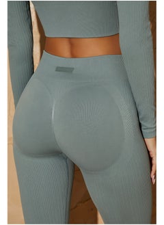 ovitio Dark Green Long Sleeve Cropped Hoodie and Leggings Set  - Image 5