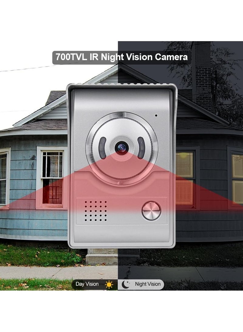 الروهيت طقم جرس باب فيديو داخلي، شاشة ملونة، 1 شاشة داخلية، 1 كاميرا خارجية تدعم الرؤية الليلية، شاشة مقاومة للماء، فتح للمنزل، شقة، فيلا - Image 3