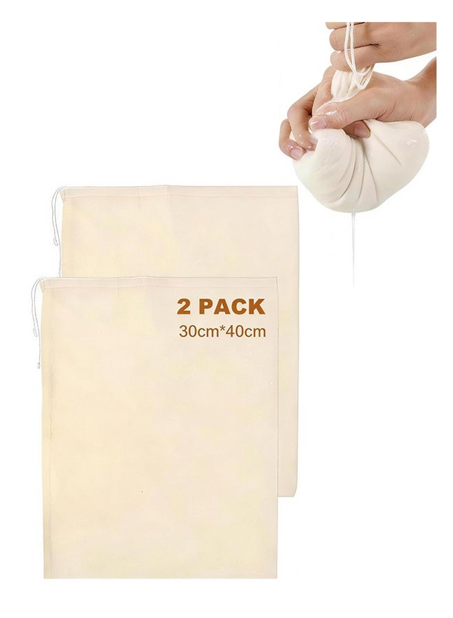 2 PCS Reusable Cheesecloth Strainer Bags (30x40cm), 100% Cotton Unbleached Grade 100 Hemmed Cloth for Cooking, Juicing, Cheese Making & Craft Projects - Image 1