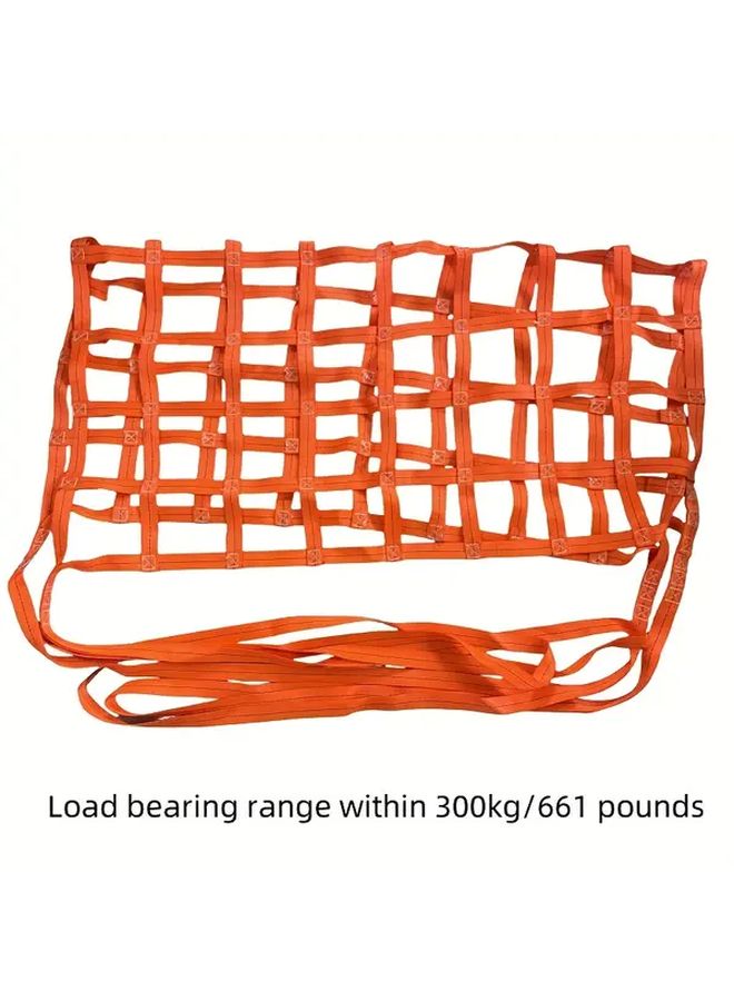 Orange Heavy Duty Flat Lifting Net 3.28x3.28 Feet Durable Polyester Mesh for Warehouse Storage - Image 3