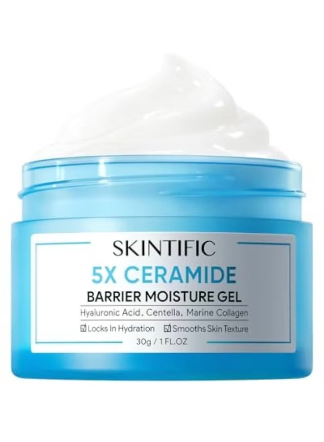 SKINTIFIC 5X Ceramide Barrier Moisturizer Gel | Hyaluronic Acid, Centella , Marine Collagen | Face Moisturizer for All Skin | Facial Creams with Hyaluronic Acid and 5X Ceramides | Hydrating Moisturizer | Fragrance Free Non-Comedogenic - Image 1