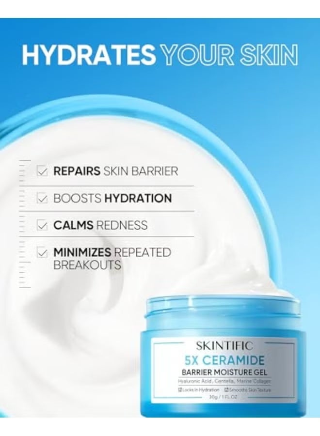 SKINTIFIC 5X Ceramide Barrier Moisturizer Gel | Hyaluronic Acid, Centella , Marine Collagen | Face Moisturizer for All Skin | Facial Creams with Hyaluronic Acid and 5X Ceramides | Hydrating Moisturizer | Fragrance Free Non-Comedogenic - Image 2