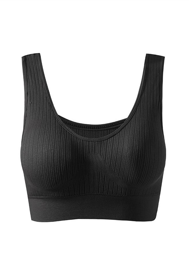 Loquat Women's Large Back Without Steel Ring Sports Bra Black 