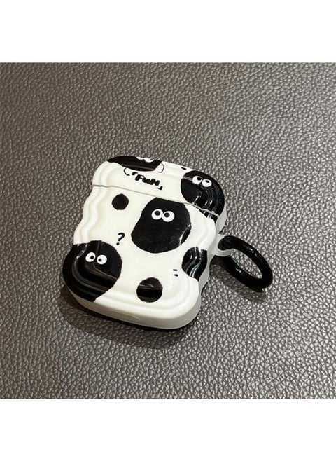 Three-dimensional Briquettes Are Suitable For Apple AirPods Pro1/2/3 Generation Bluetooth Wireless Earphone Set Wave Soft Shell Pendant-Color:Wave Briquettes + Rings-Applicable Model:Airpods Pro