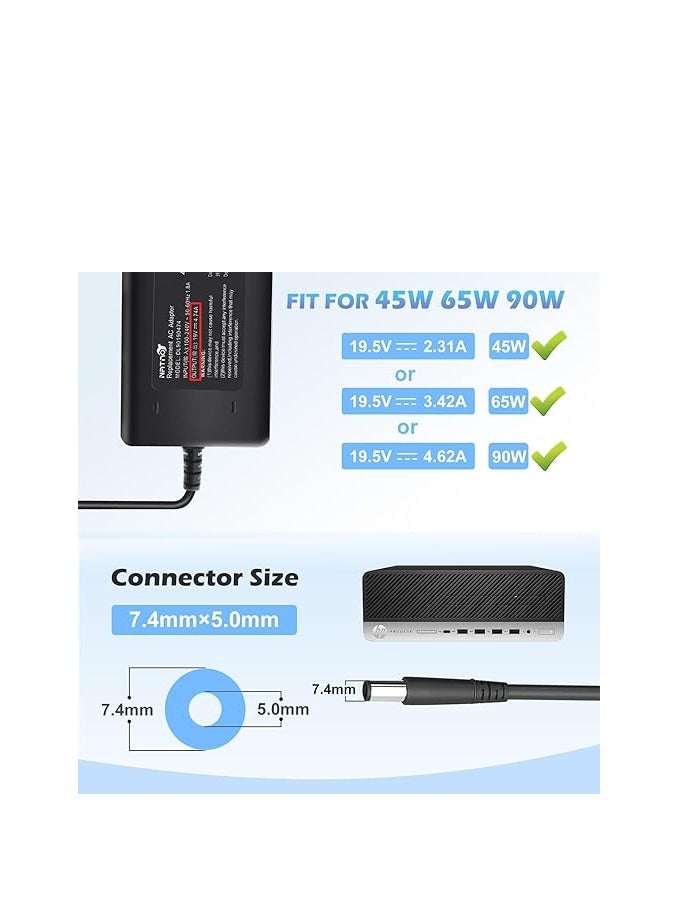 90W 65W Power Supply for HP ProDesk 600 400 G1 G2 G3 G4 G5 G6 Mini Desktop SFF PC,HP EliteDesk 800 Mini,HP Omni 120 100 All in One,HP Slimline 260 400 260-A010 260-A114 Power Cord AC Adapter Charger - Image 4