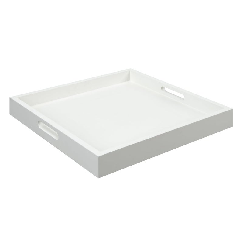 Convenience Concepts Palm Beach Serving Kitchen  Living Room Square Wood Decorative Handles Ottoman Accent Coffee Table Tray Counter Organization  Storage 1675 White