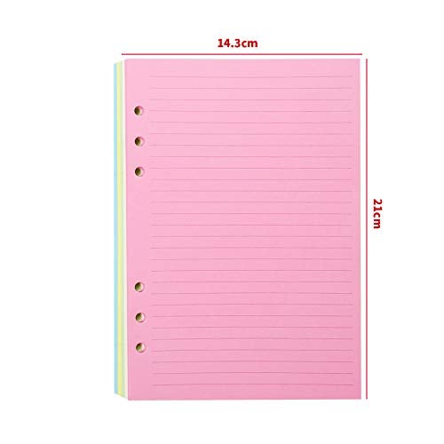 Chris.W Colorful 6-Hole Ruled Refills Inserts for A5 Size Organizer Binder, 5-Color Loose Leaf Planner Filler Paper, 100 Sheets/200 Pages, Lined(8.27" x 5.59") - Image 5
