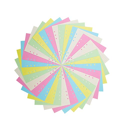 Chris.W Colorful 6-Hole Ruled Refills Inserts for A5 Size Organizer Binder, 5-Color Loose Leaf Planner Filler Paper, 100 Sheets/200 Pages, Lined(8.27" x 5.59") - Image 3