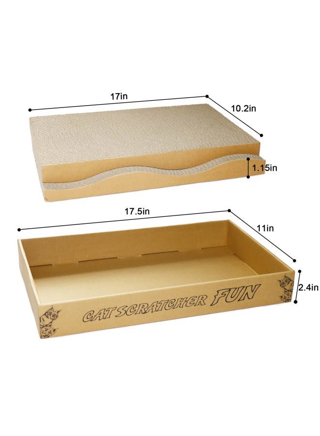 RUBMEOW Cat Scratch Pad Cardboard Cat Scratcher Box,2PCS in 1 Scratching Pads for Indoor Cats,Reversible Durable,with Catnip - Image 3