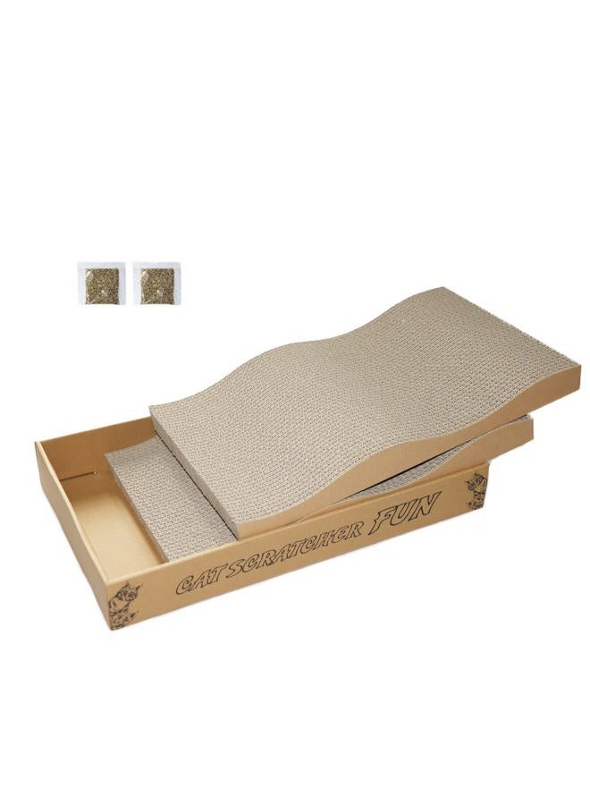 RUBMEOW Cat Scratch Pad Cardboard Cat Scratcher Box,2PCS in 1 Scratching Pads for Indoor Cats,Reversible Durable,with Catnip - Image 1