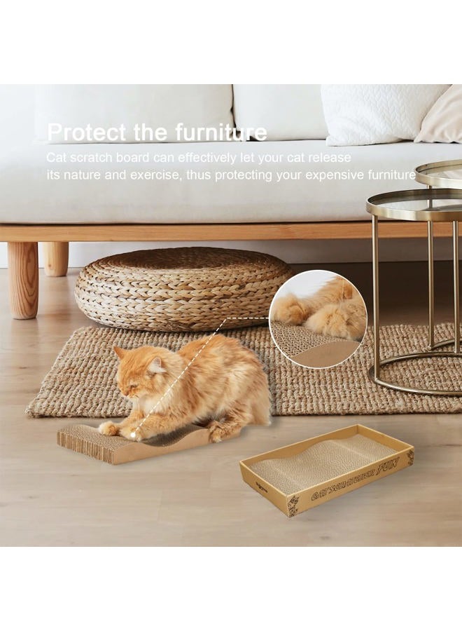 RUBMEOW Cat Scratch Pad Cardboard Cat Scratcher Box,2PCS in 1 Scratching Pads for Indoor Cats,Reversible Durable,with Catnip - Image 2