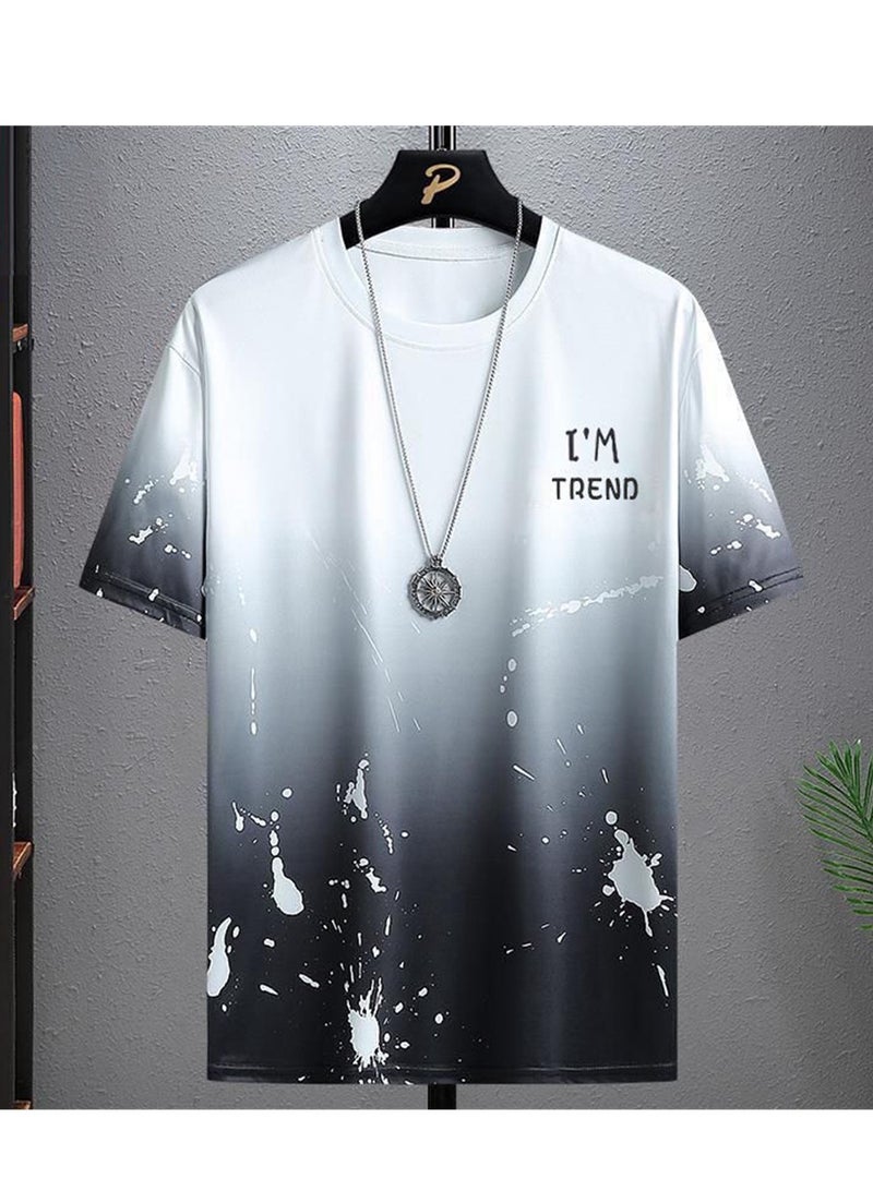Trendy printed short-sleeved T-shirt summer new men's casual suit shorts short-sleeved T-shirt two-piece set  - Image 3